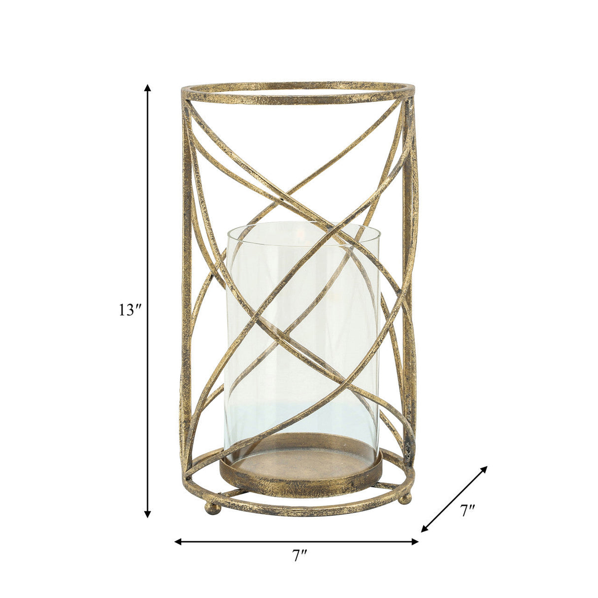 Metal 13" Hurricane Candle Holder,gold