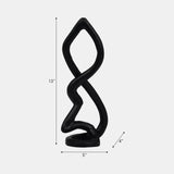 Metal, 13" Swirled Sculpture, Black