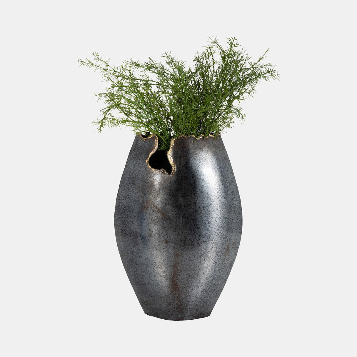 Metal, 14" Chipped Vase, Black