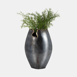 Metal, 14" Chipped Vase, Black