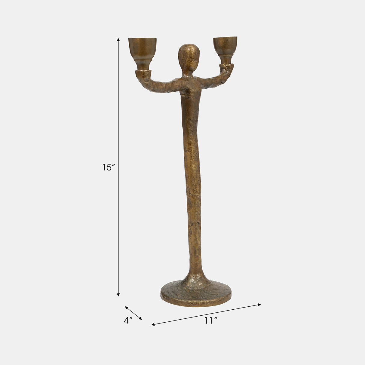 Metal, 15" 2 Taper Candelabra, Gold