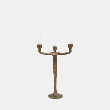 Metal, 15" 2 Taper Candelabra, Gold