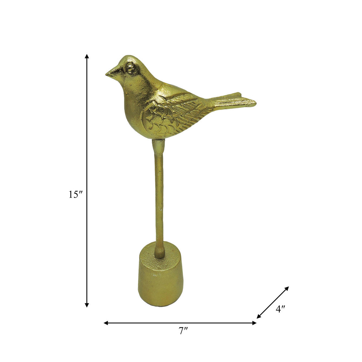 Metal, 15"h Bird On Base, Gold