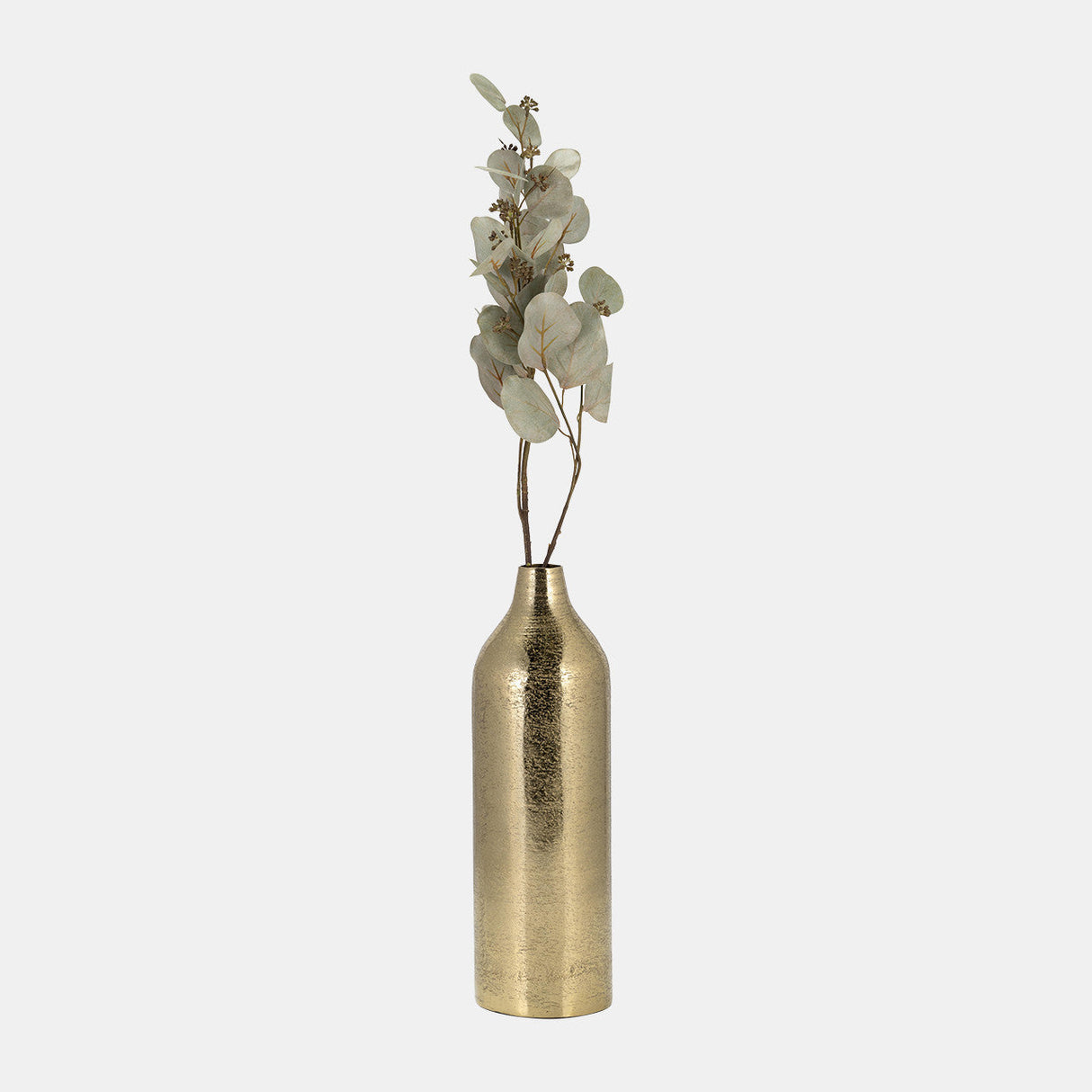 Metal, 15"h Cylinder Vase, Gold