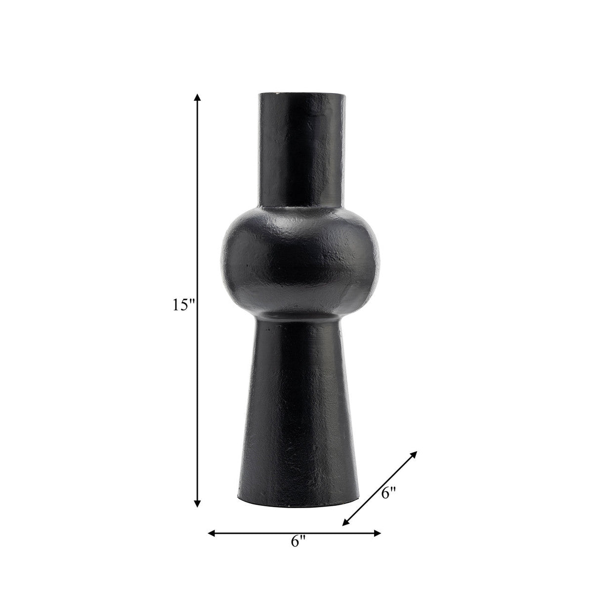 Metal,15"h, Mid Ellipsoid Vase,black