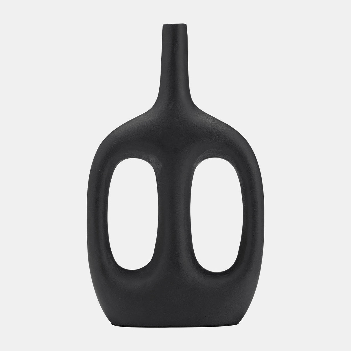 Metal,15", Hollow Handles Vase,black