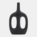 Metal,15", Hollow Handles Vase,black