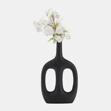 Metal,15", Hollow Handles Vase,black