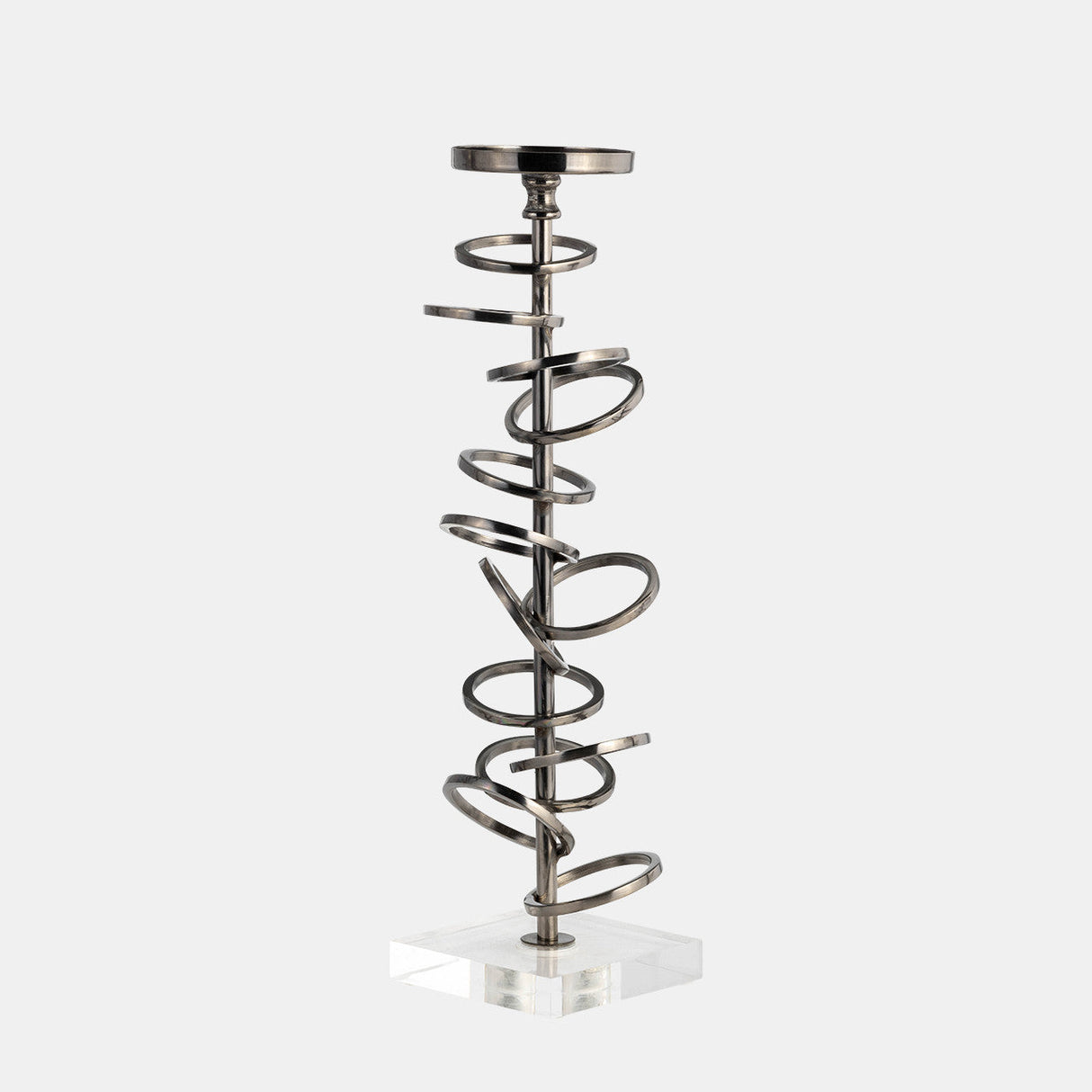 Metal, 15" Ring Toss On Acrylic Candleholder, Gunm