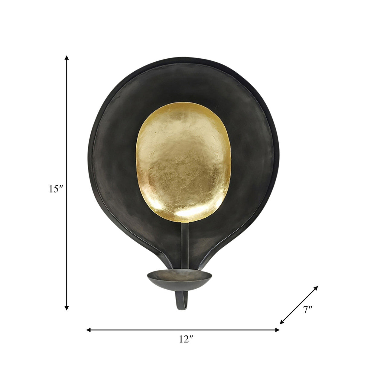 Metal, 15" Round Votive Holder, Black/gold