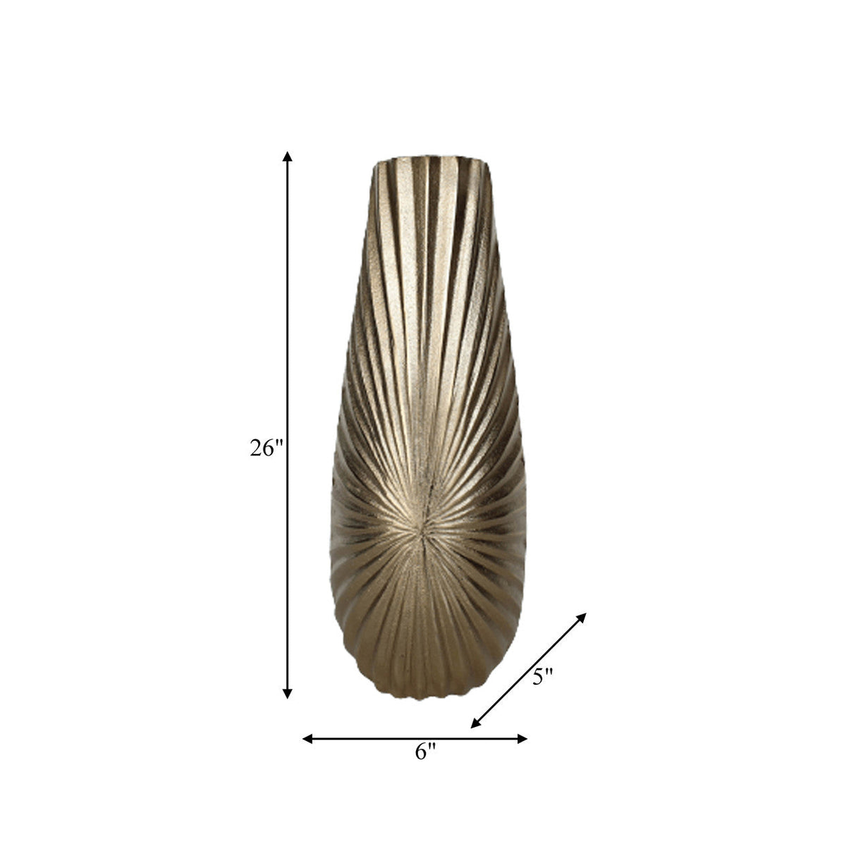 Metal, 16" Burst Vase, Champagne