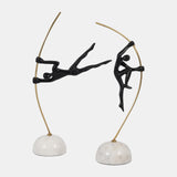 Metal, 16" Gymnast On Pole, Black/gold