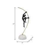 Metal, 16" Gymnast On Pole, Black/gold