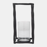 Metal, 16" Open Square Hurricane Holder, Black