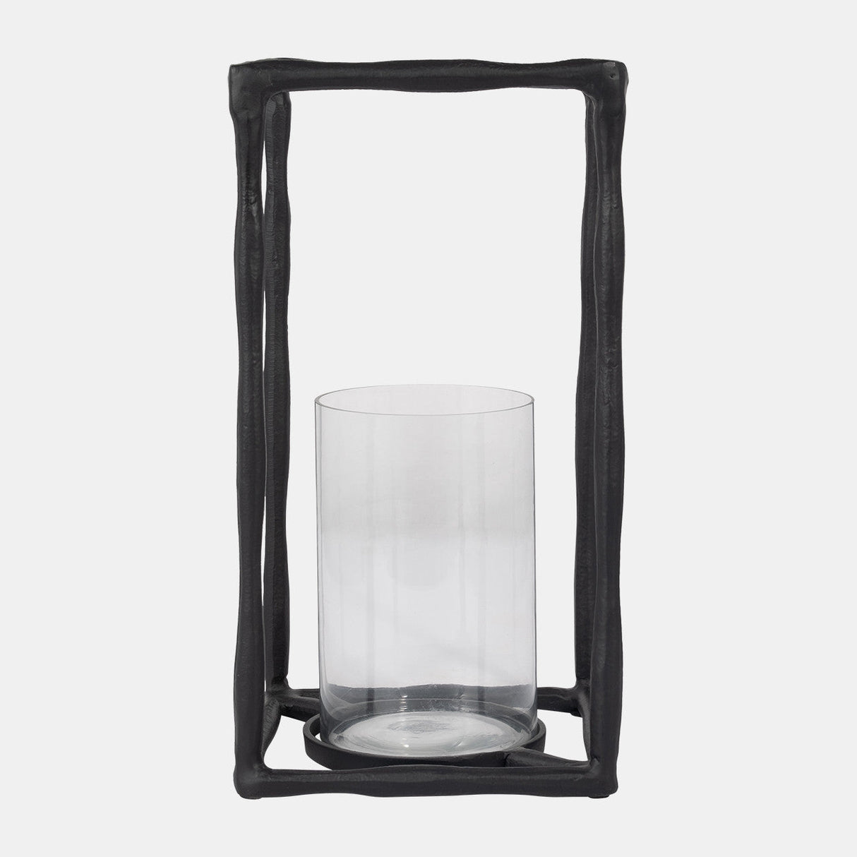 Metal, 16" Open Square Hurricane Holder, Black