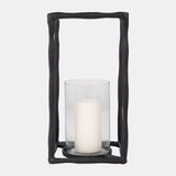 Metal, 16" Open Square Hurricane Holder, Black