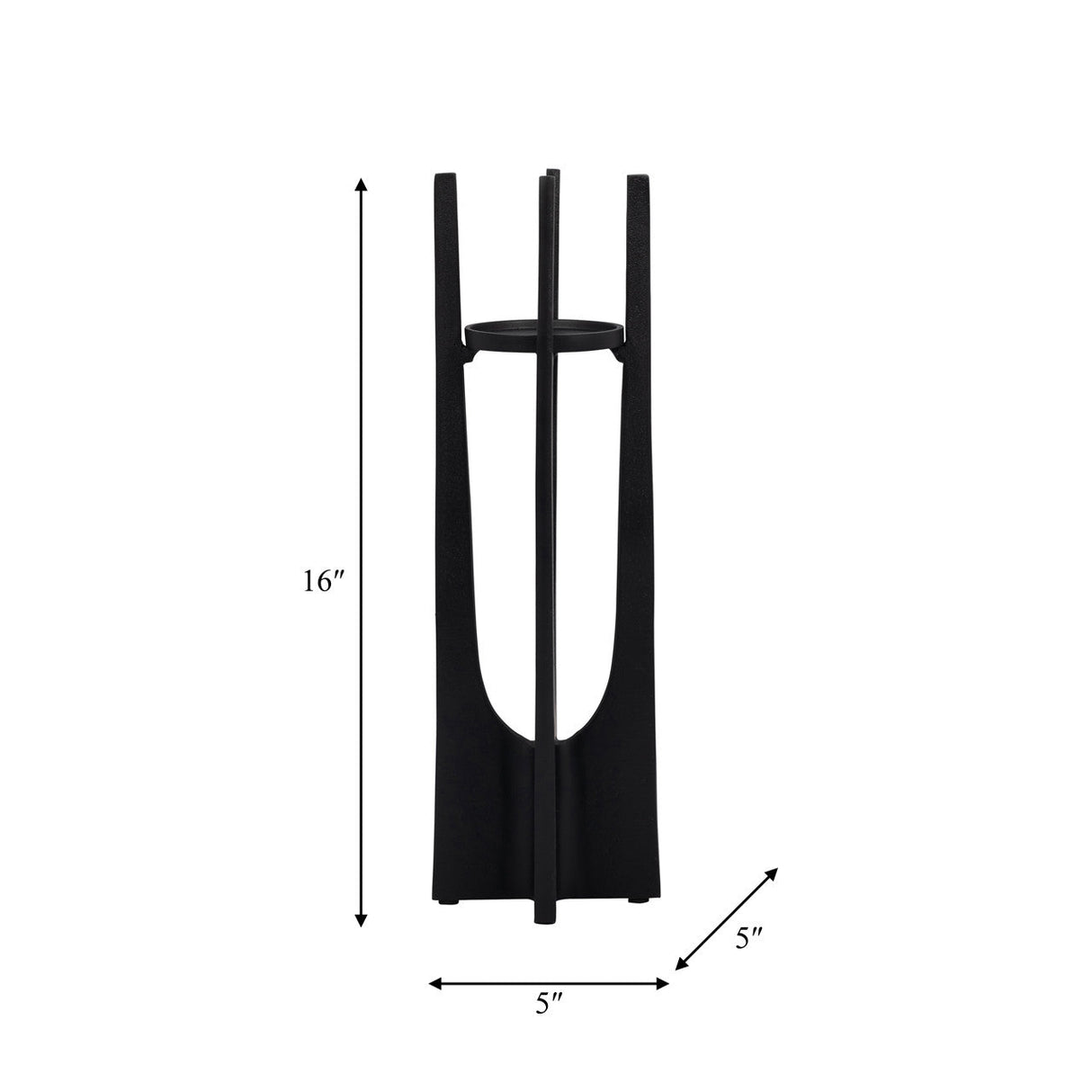 Metal, 16" Pillar Candle Holder, Black