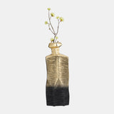 Metal,16",rigged Vase,gold/black