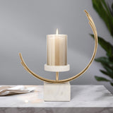 Metal, 17" Crescent Candle Holder, Gold