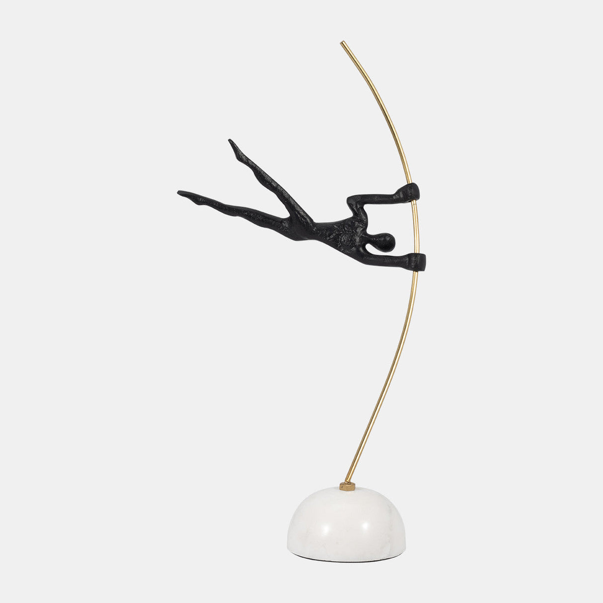 Metal, 17" Gymnast On Pole, Black/gold