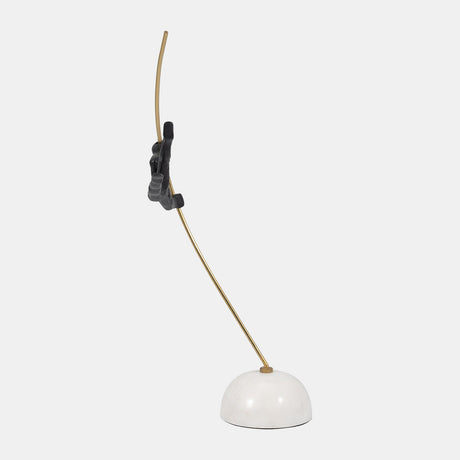 Metal, 17" Gymnast On Pole, Black/gold