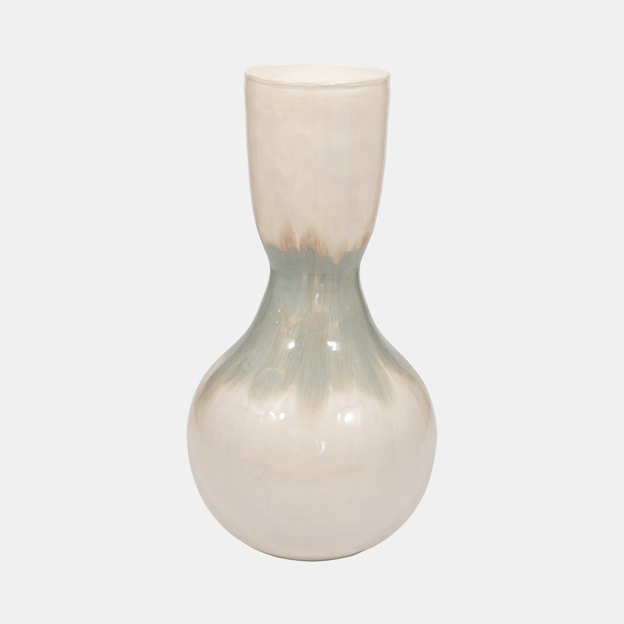 Metal, 18" Bulbous Vase, Pearl