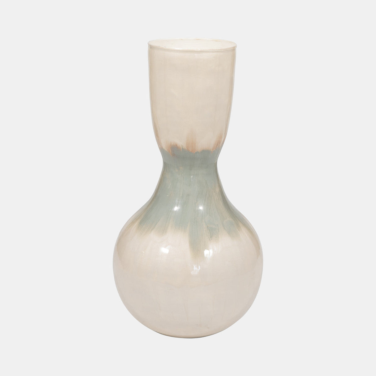 Metal, 18" Bulbous Vase, Pearl