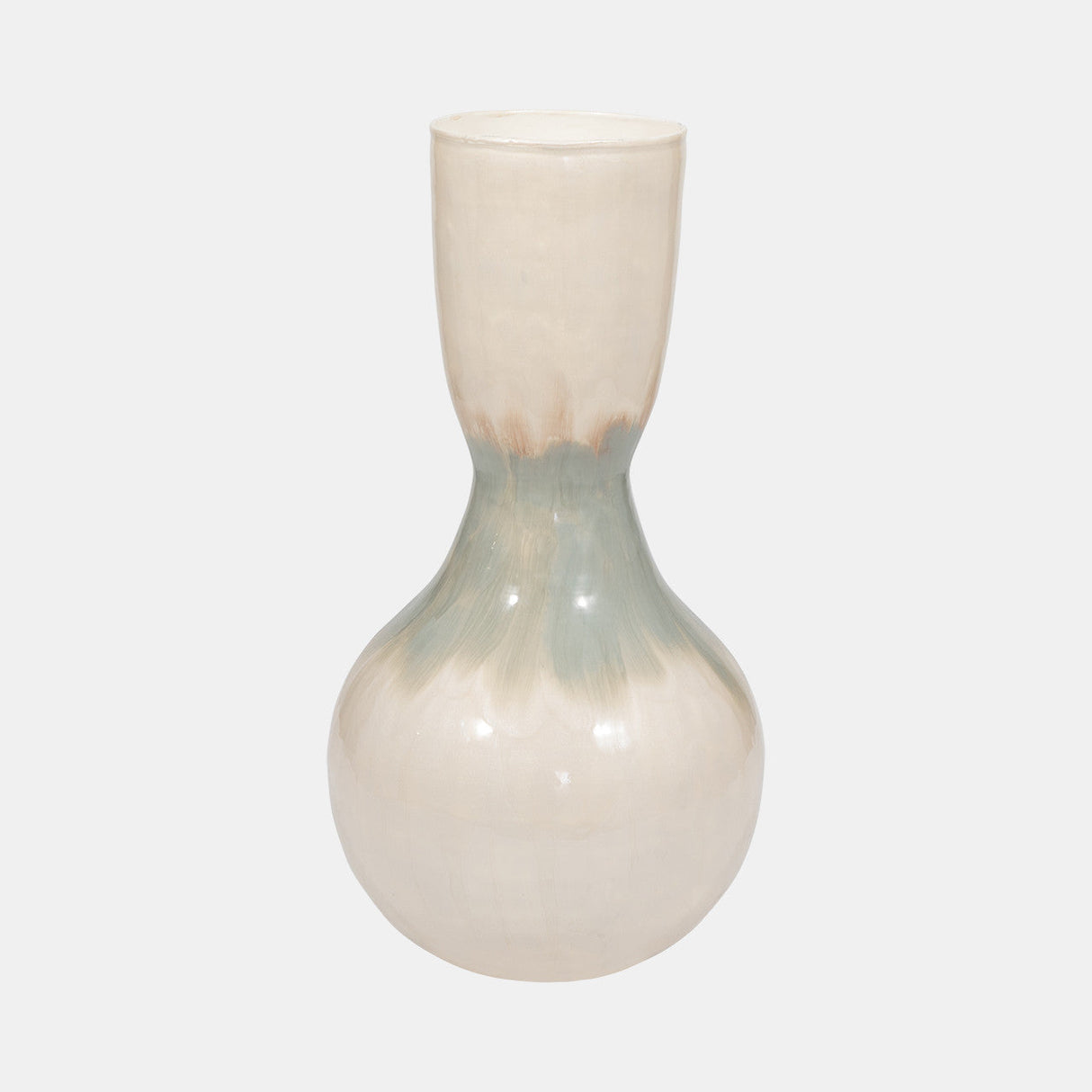 Metal, 18" Bulbous Vase, Pearl