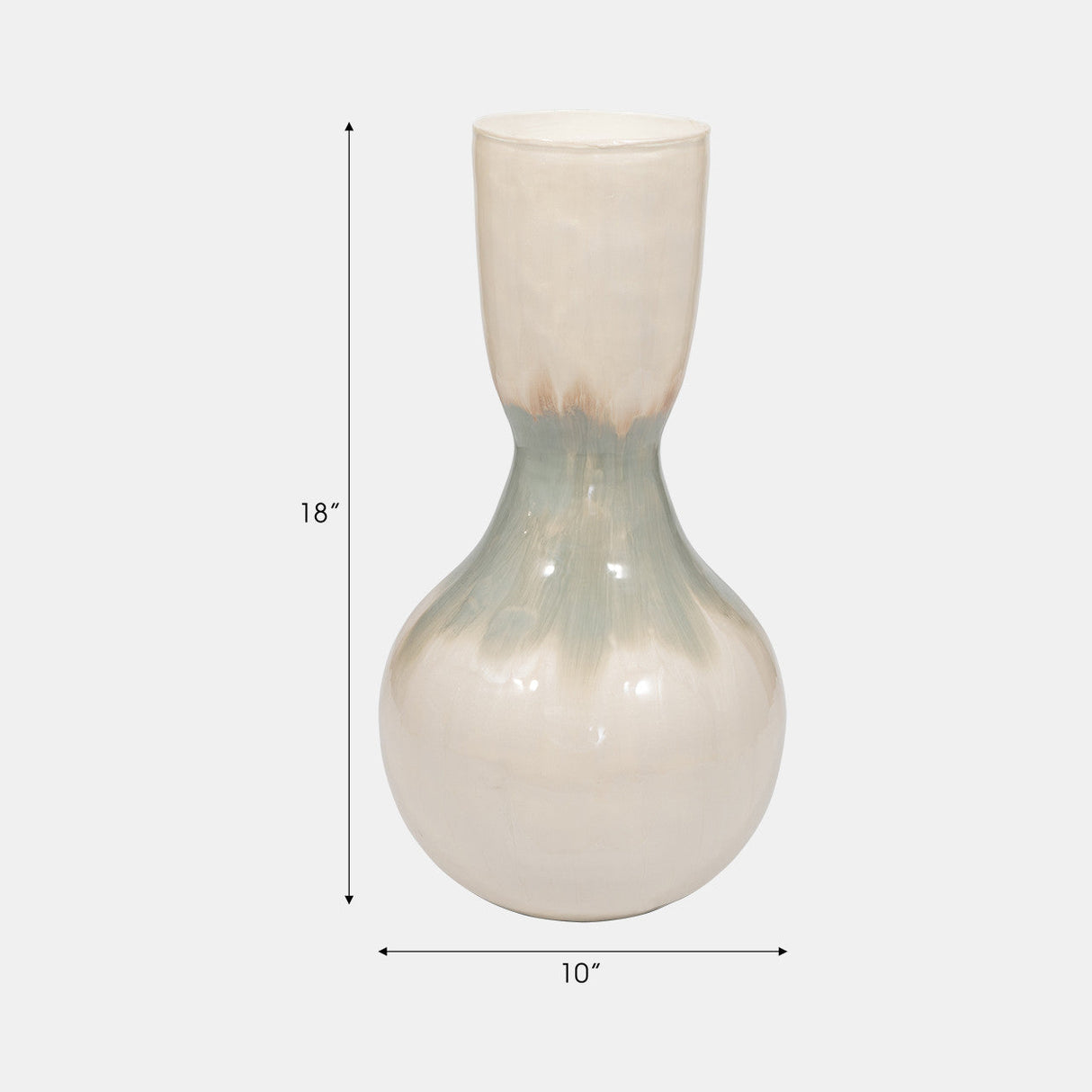 Metal, 18" Bulbous Vase, Pearl