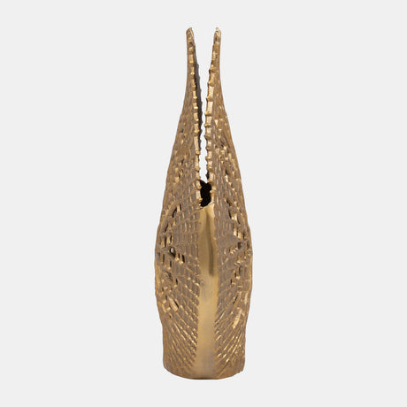 Metal, 18" Contemporary Vase, Gold