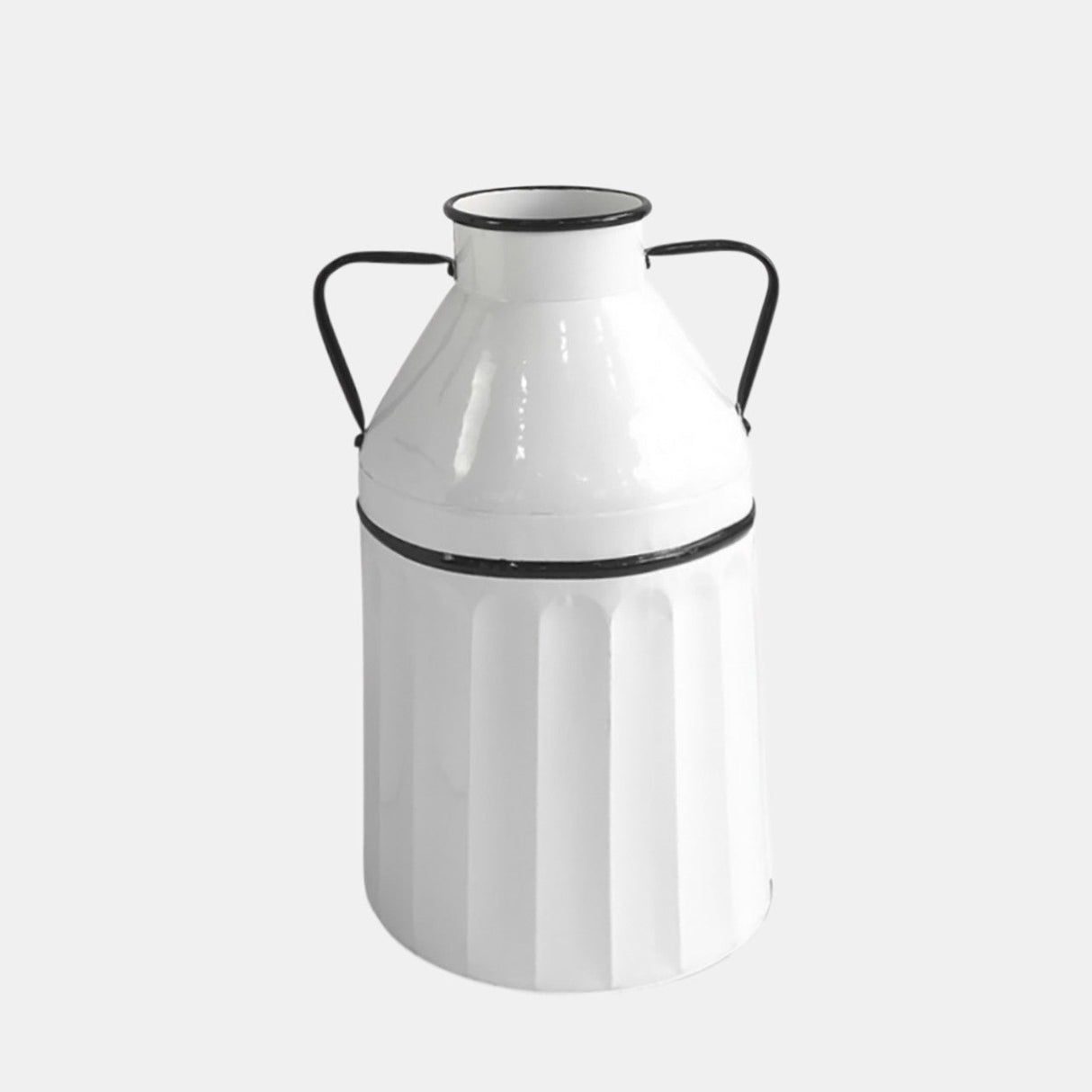 Metal 18"h Milk Bucket, White