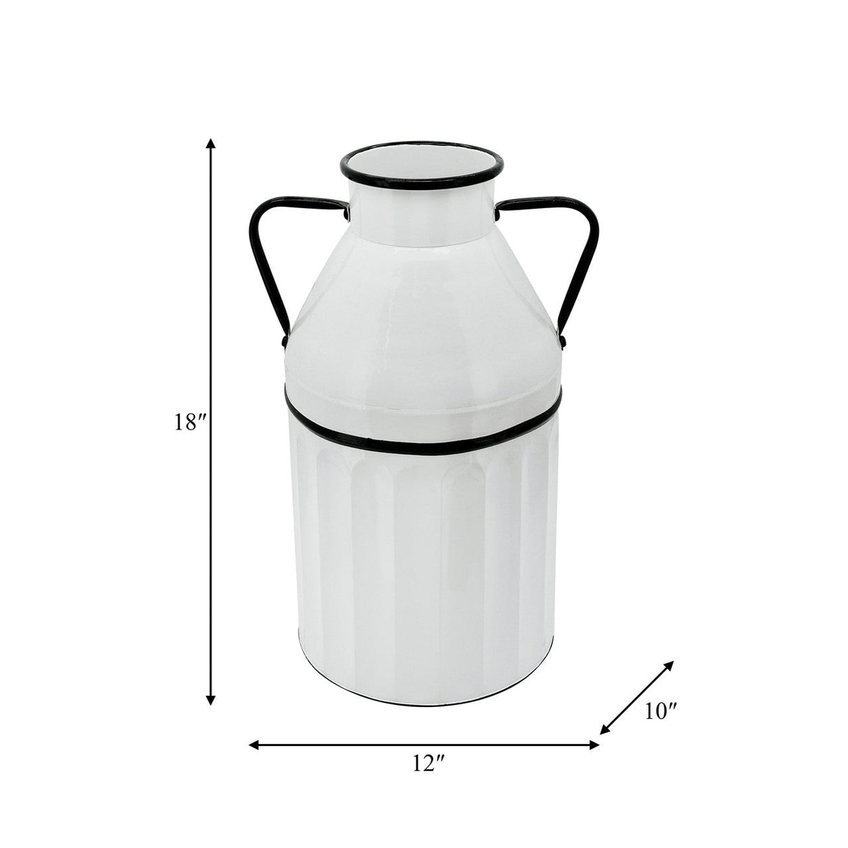 Metal 18"h Milk Bucket, White