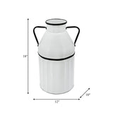 Metal 18"h Milk Bucket, White