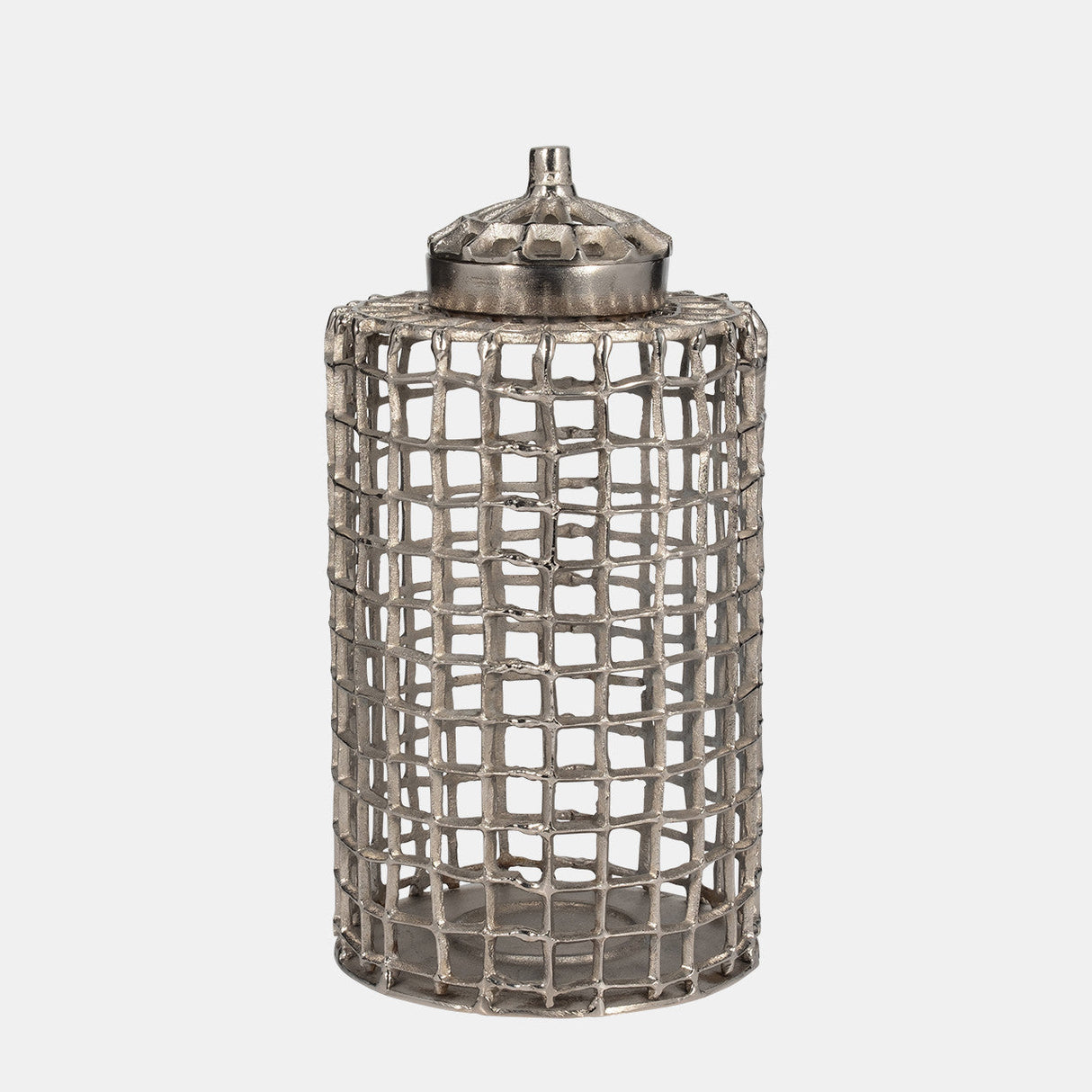 Metal, 18" Lidded Jar, Silver