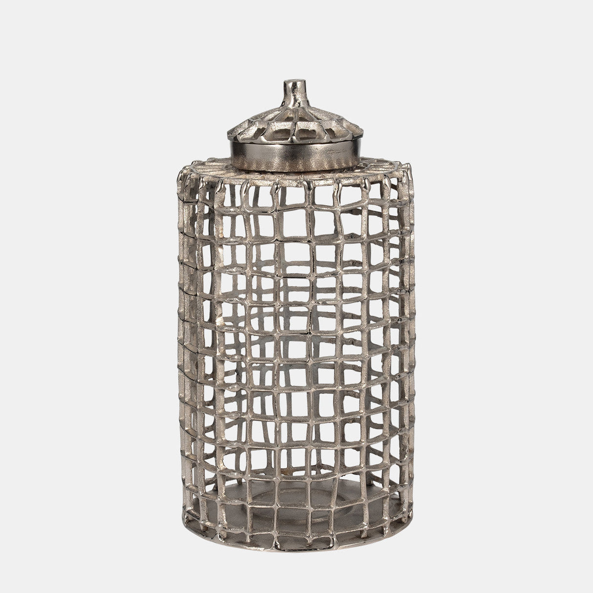 Metal, 18" Lidded Jar, Silver