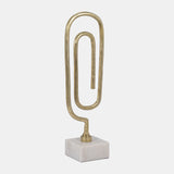 Metal, 18" Paper Clip Sculpture, Gold