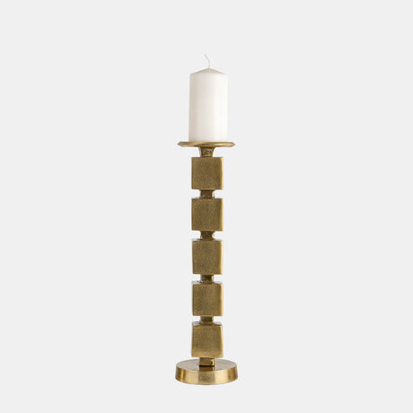 Metal, 18" Stacked Cubes Candleholder, Gold