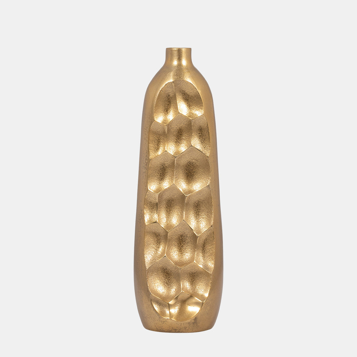 Metal, 19" Cut-out Vase, Gold