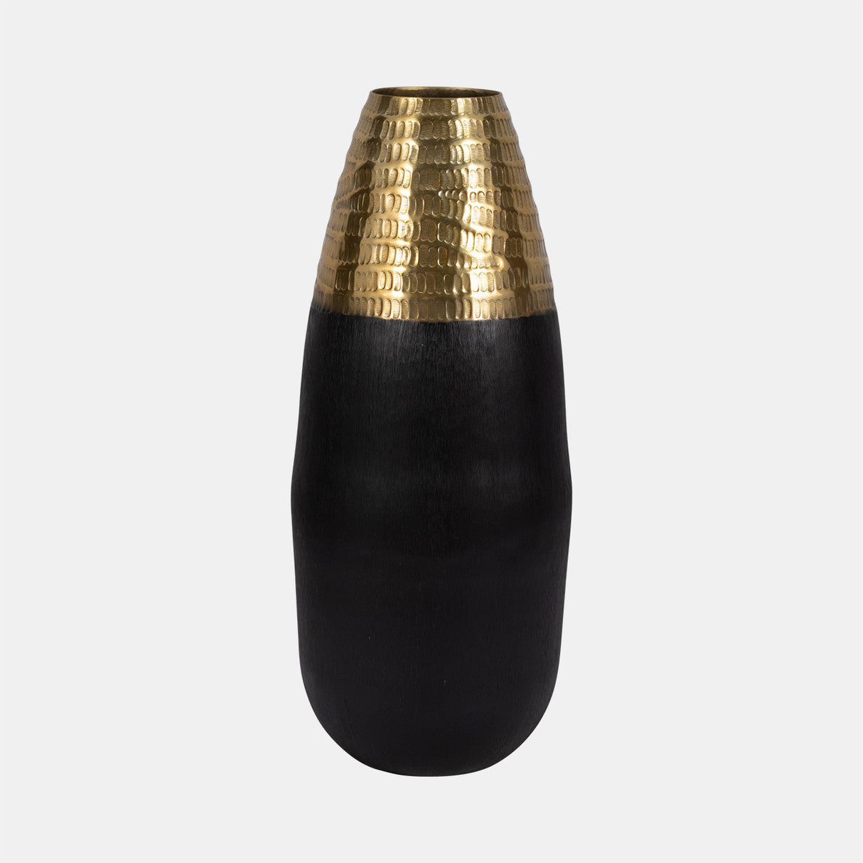 Metal, 20" 2-tone Floor Vase, Black/gold