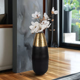 Metal, 20" 2-tone Floor Vase, Black/gold