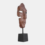 Metal,20"abstract Face Sculpture,brick Patina