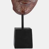 Metal,20"abstract Face Sculpture,brick Patina