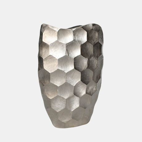 Metal, 20" Honeycomb Vase, Siver