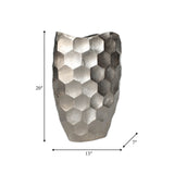 Metal, 20" Honeycomb Vase, Siver