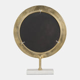 Metal 21" Hammered Mirror On Stand, Gold