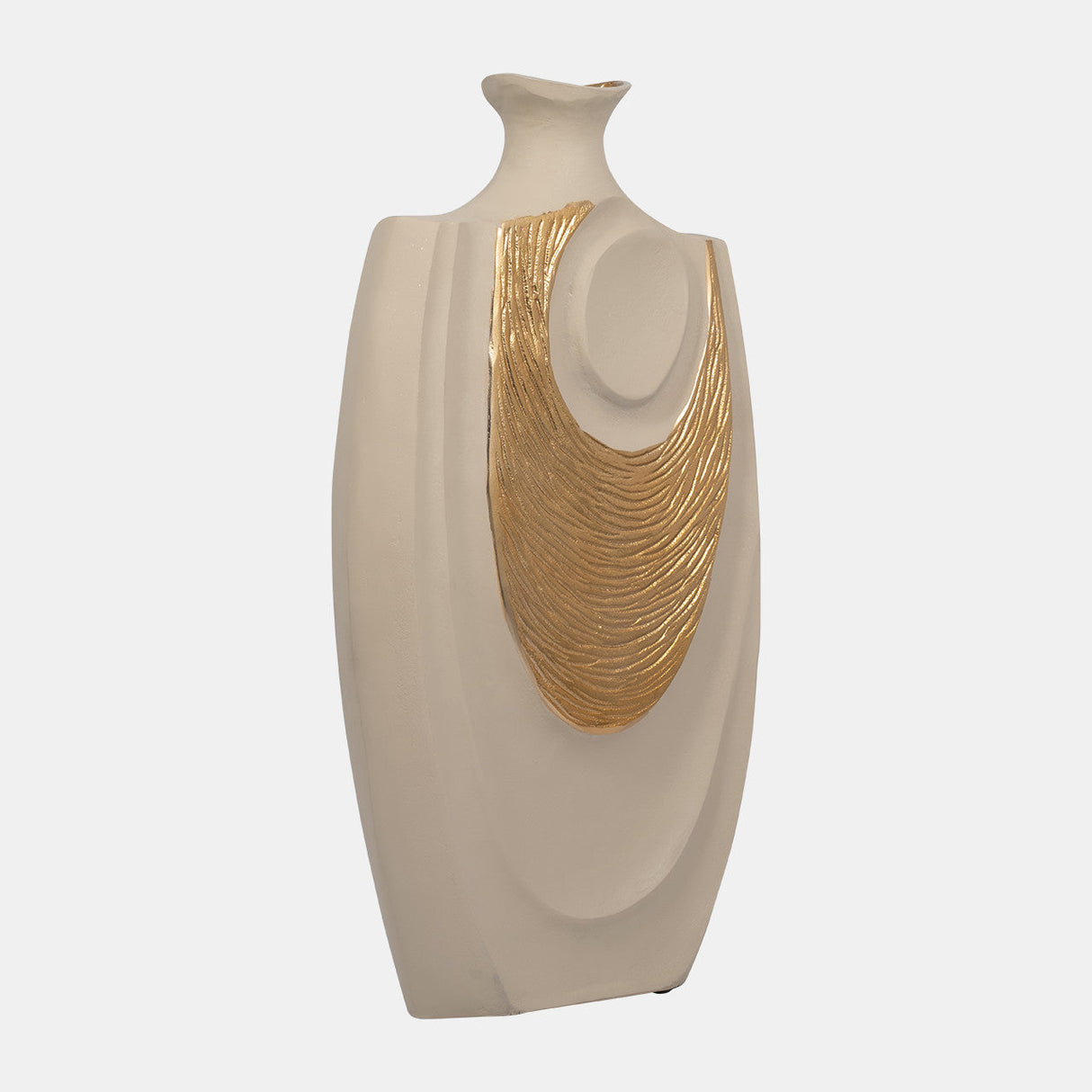 Metal, 23" Embossed Swirl Vase, Gold/nude