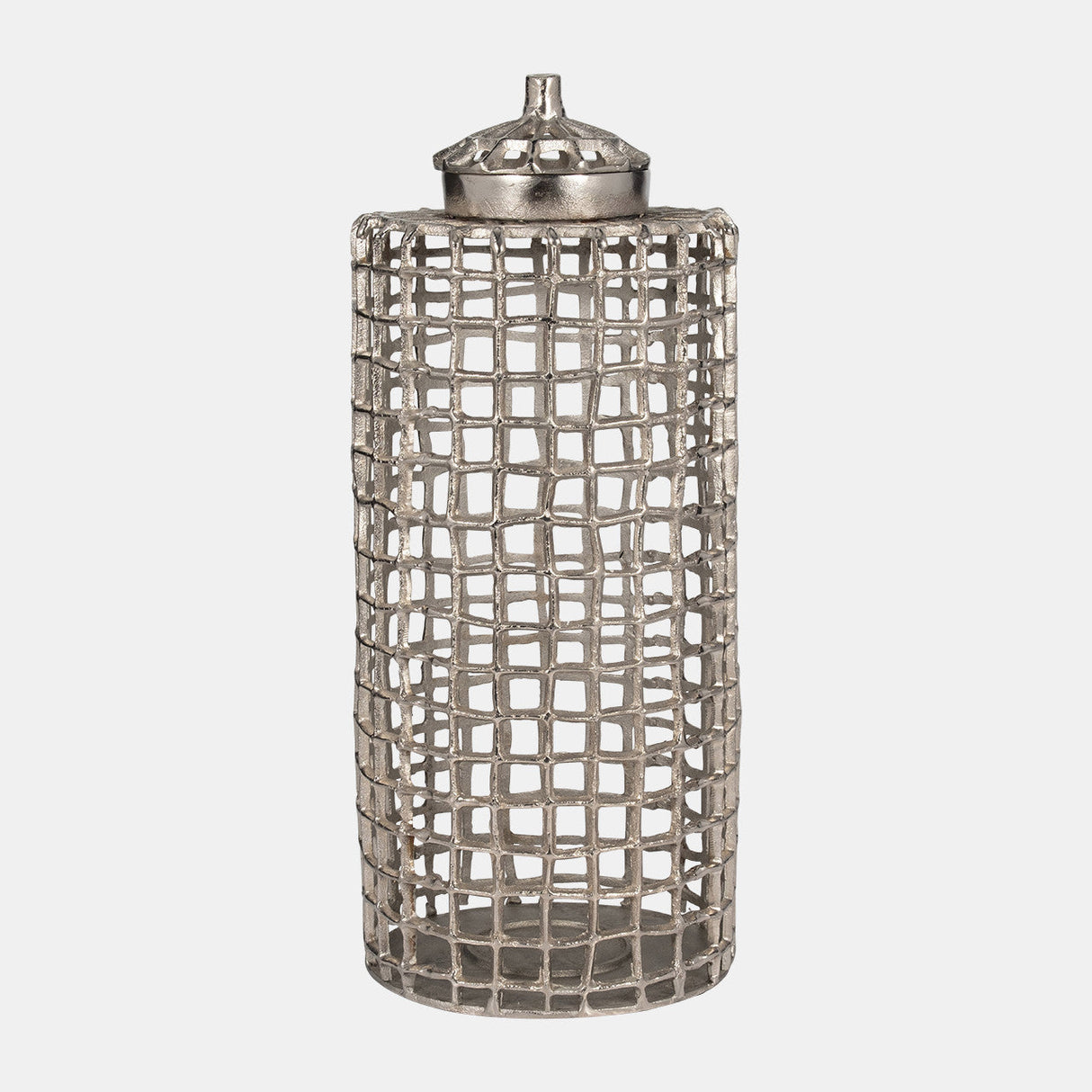 Metal, 23" Lidded Jar, Silver