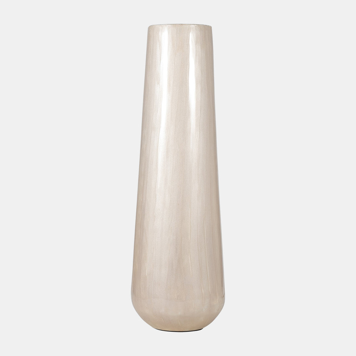 Metal 24"h Alabastron Vase, Pearl White