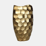 Metal, 24" Honeycomb Vase, Gold