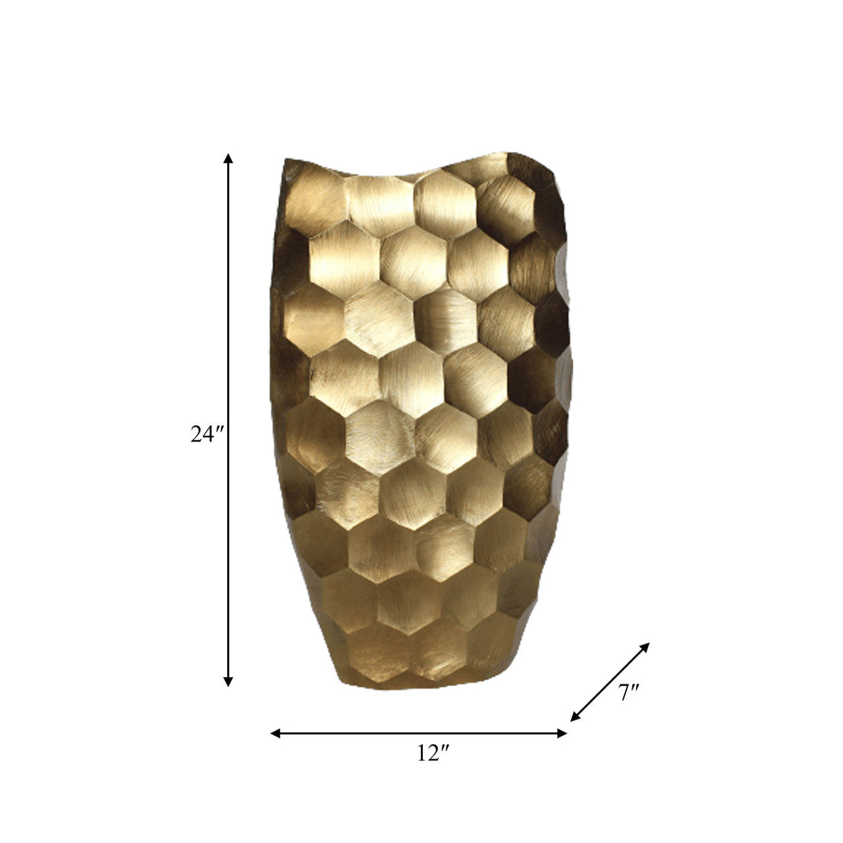 Metal, 24" Honeycomb Vase, Gold